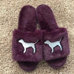 Furry Burgondy PINK Slip On Shoes